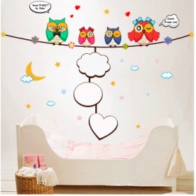 Lovely Owls on the Rope Wall Sticker