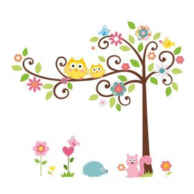 Owls with Friends on the Tree - Kids & Nursery Wall Sticker